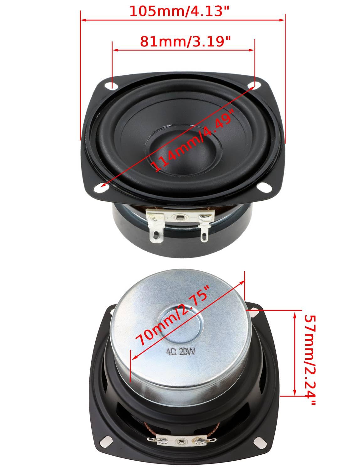 Amazon.co.jp: honselia 4インチフルレンジスピーカー2個、20W 4Ohm